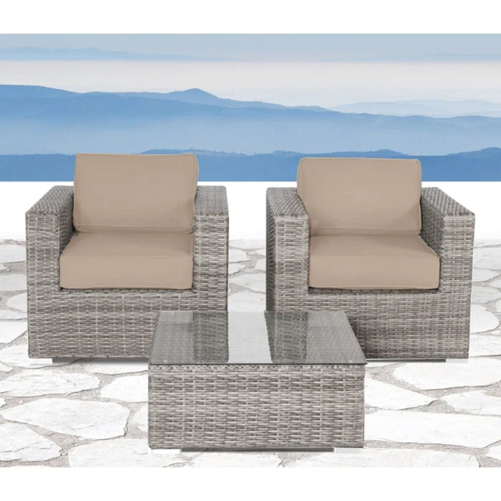 Wicker Outdoor Seating Group Set with Cushions and Table - Multiple Colors