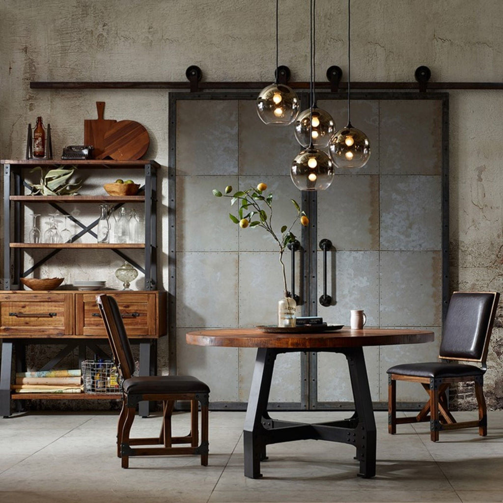 Round Dining / Gathering Table with Adjustable Height - Walnut