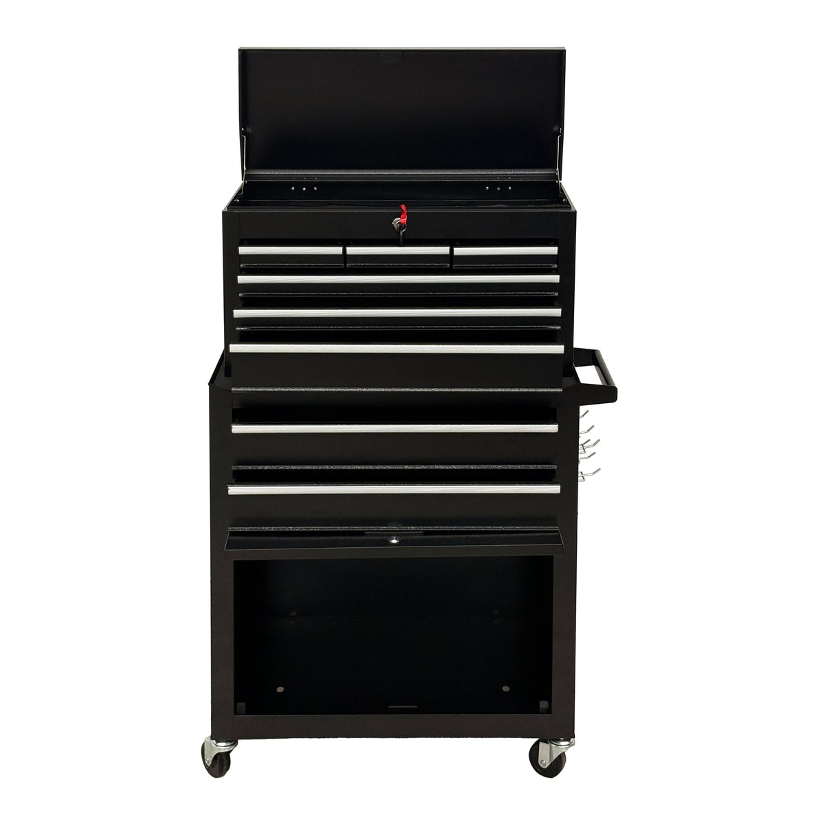 8-Drawer High-Capacity Rolling Tool Chest with Lockable Wheels - Black