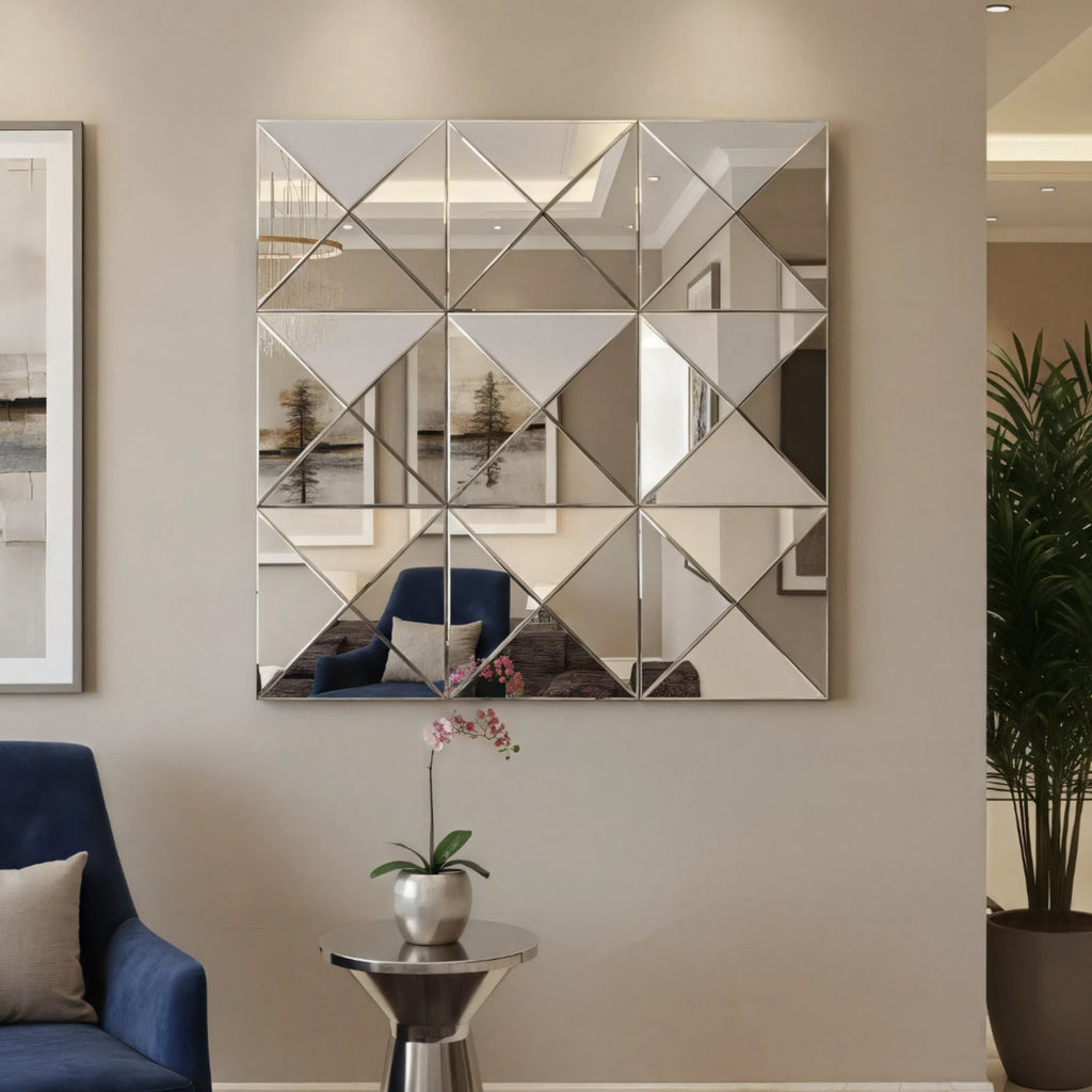 3D Mirror Wall Decor with Beveled Glass - 31.5"