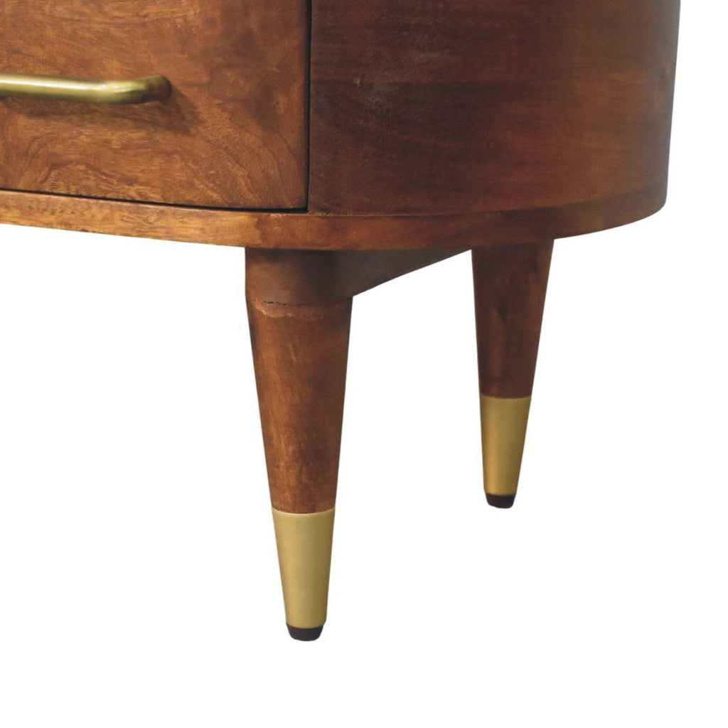 Solid Wood Valenza Curved Media Unit with Ample Storage - Chestnut