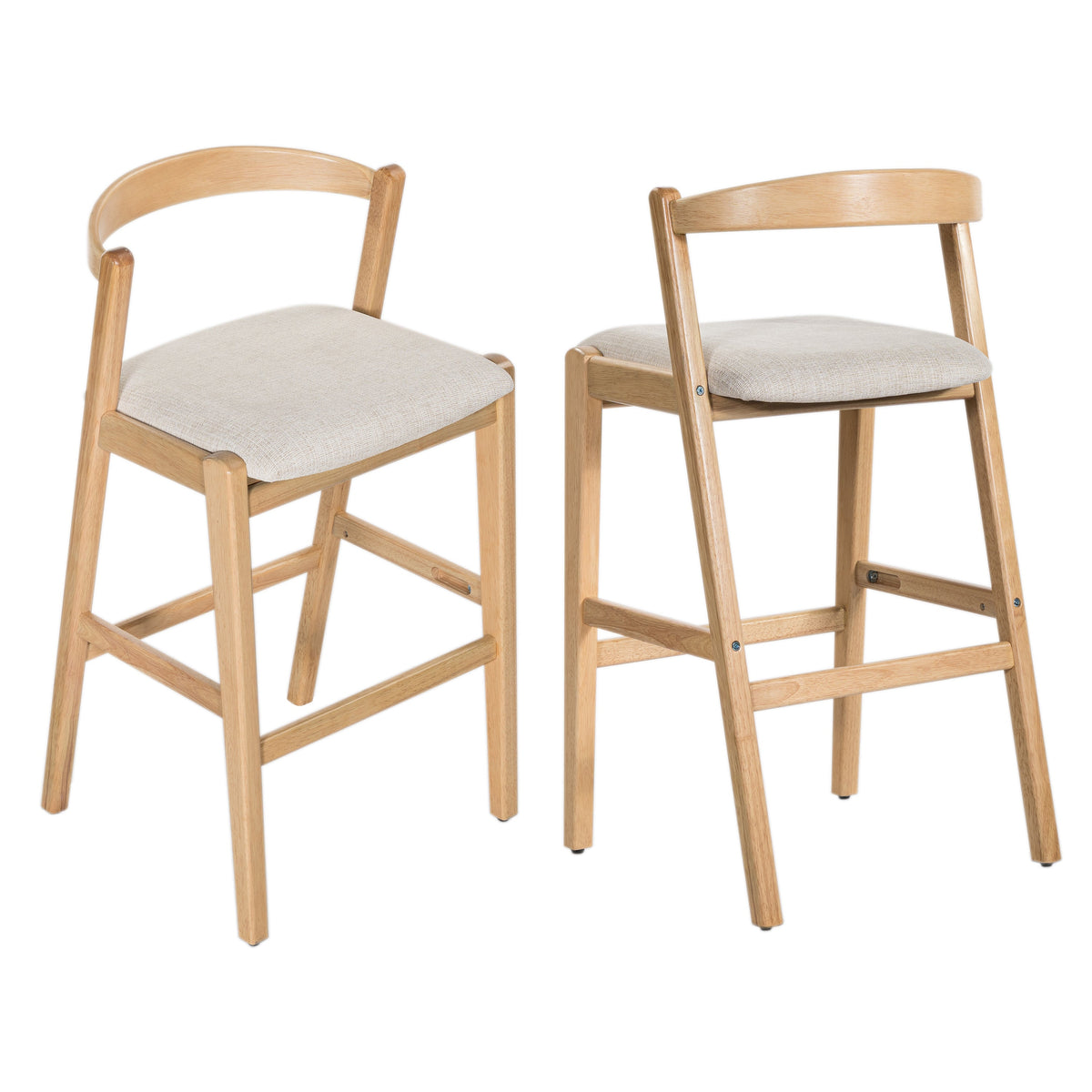 Balmain Indoor Rubberwood Barstool with Cushioned Seat - Brown