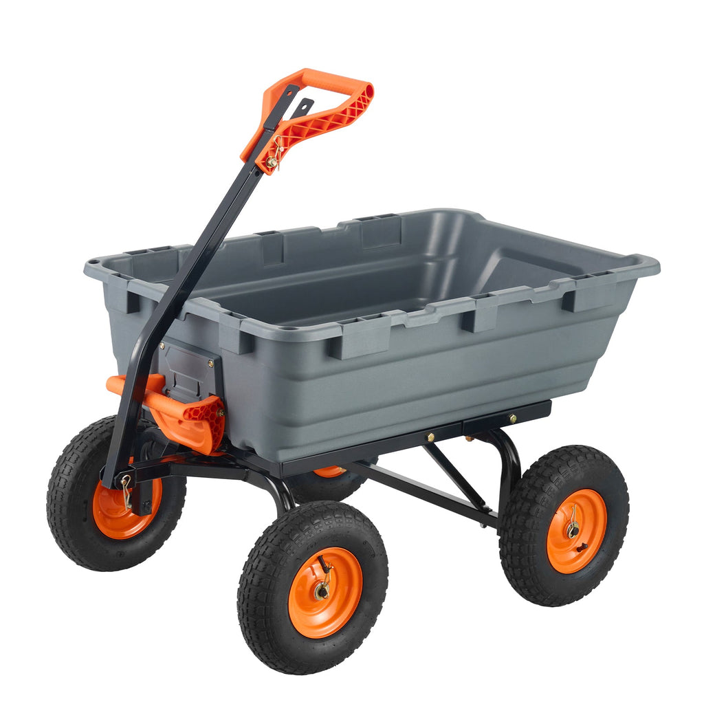 Dump Cart with Poly Body and Steel Frame - 1200 lbs Capacity, Black