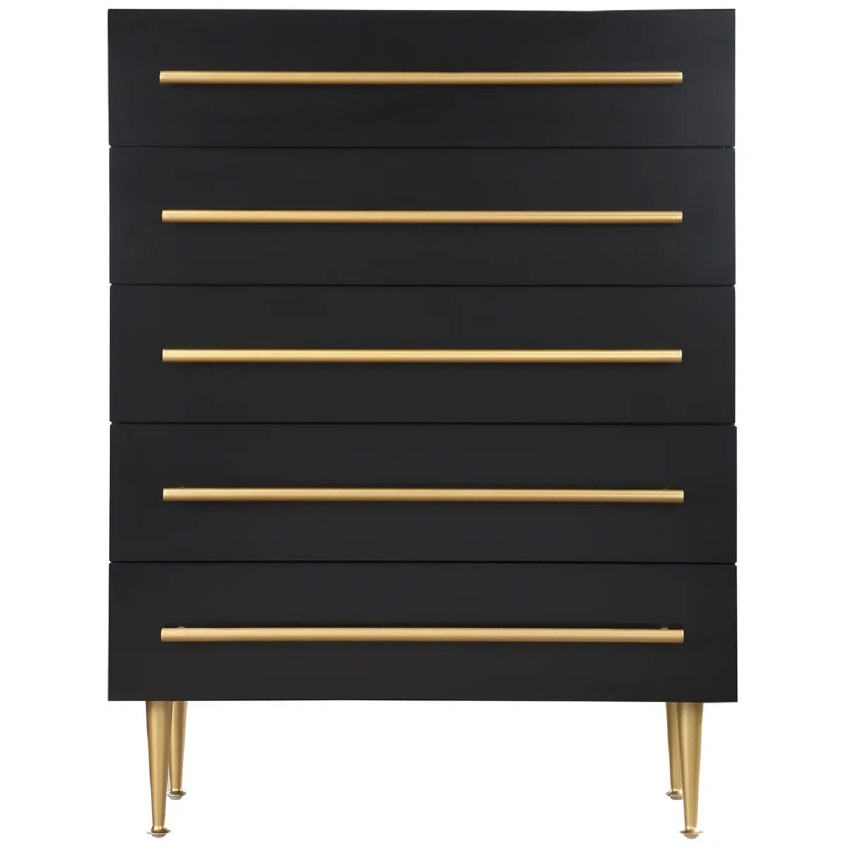 Contemporary 5 Drawer Chest with Brushed Metal Accents - White or Black