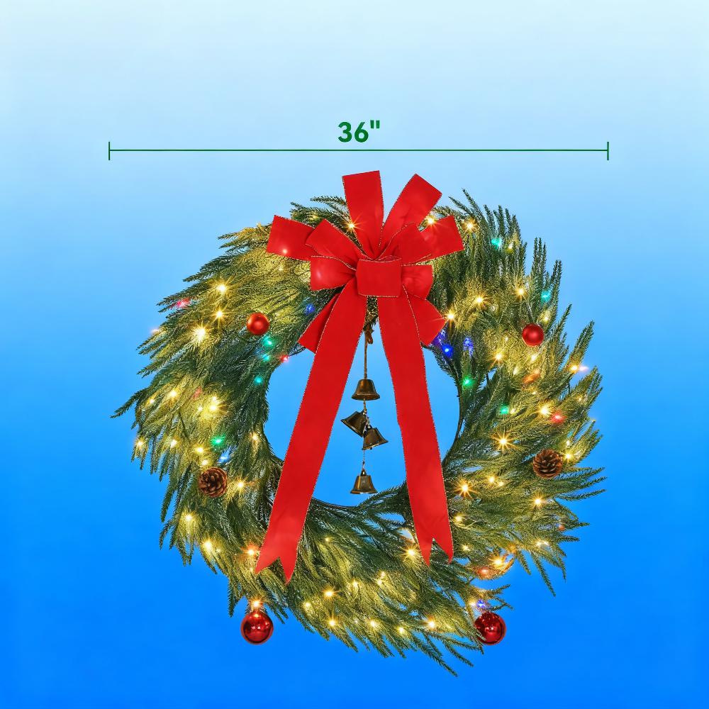 Christmas Wreath with LED Lights for Front Door