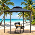 Outdoor BBQ Canopy Grill Gazebo with Steel Frame - Brown