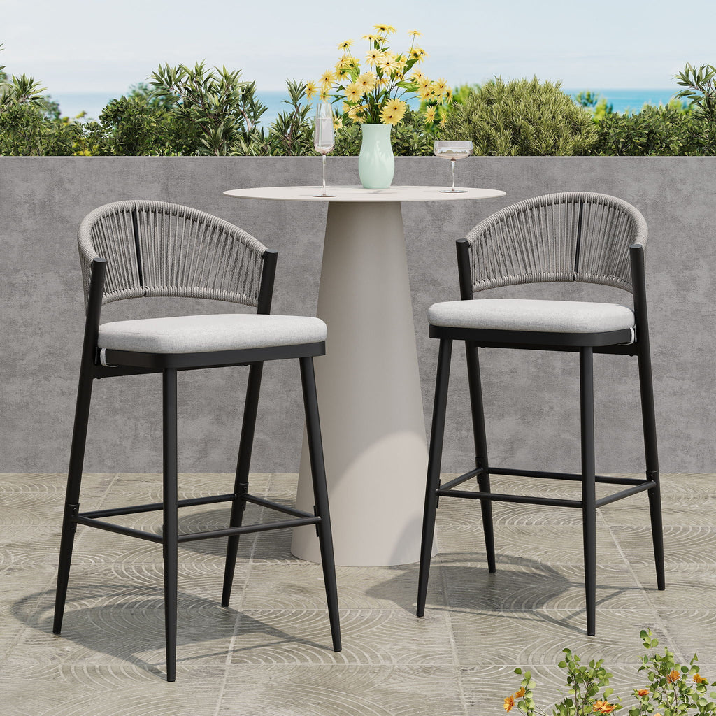 Outdoor Bar Height Metal Frame Counter Stools
