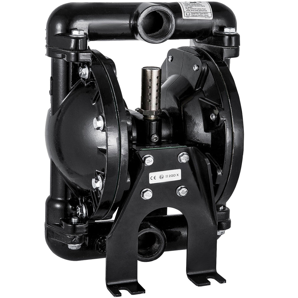 Air-Operated Double Diaphragm Pump with 1 Inch Inlet/Outlet - Black Aluminum