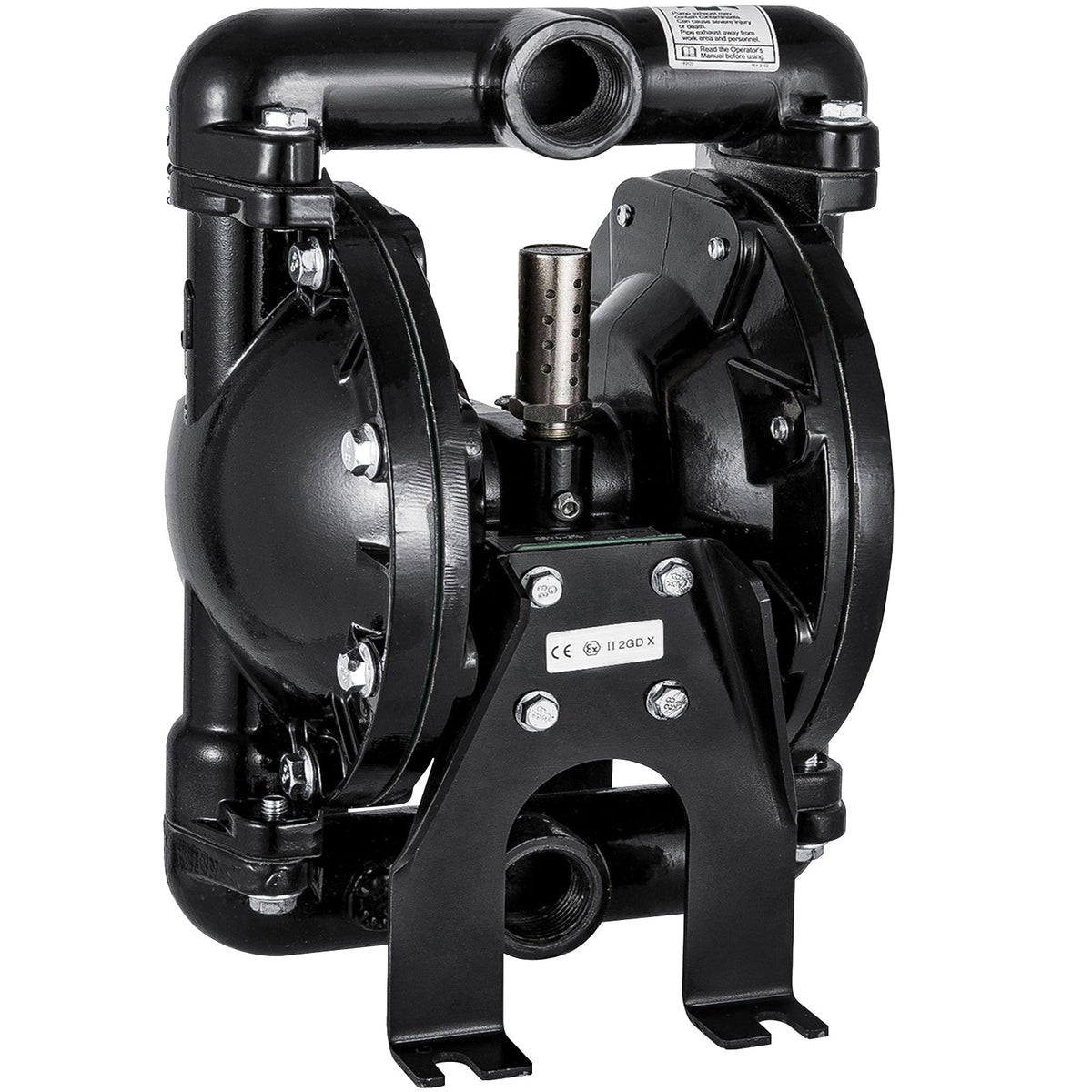 Air-Operated Double Diaphragm Pump with 1 Inch Inlet/Outlet - Black Aluminum