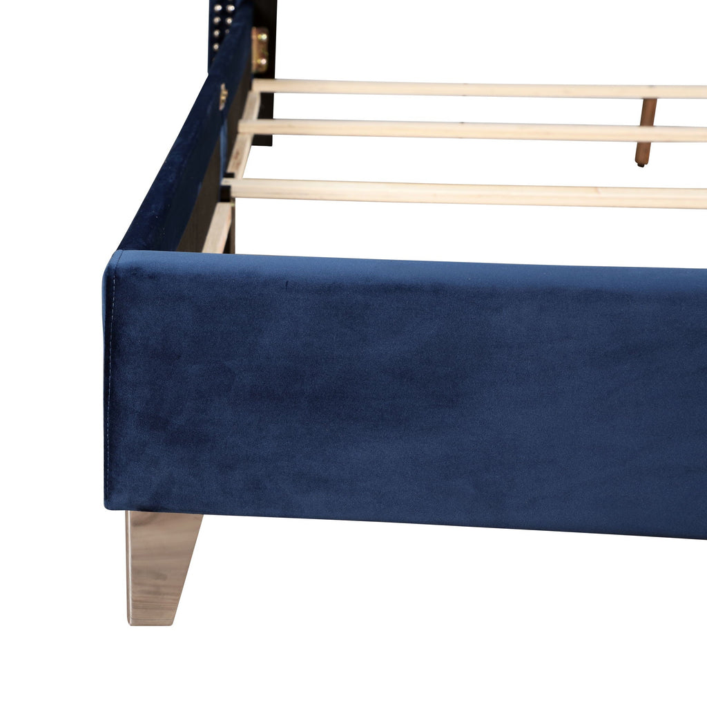 Upholstered Nailhead Trim Chic Bed with Tufted Headboard - Multiple Colors