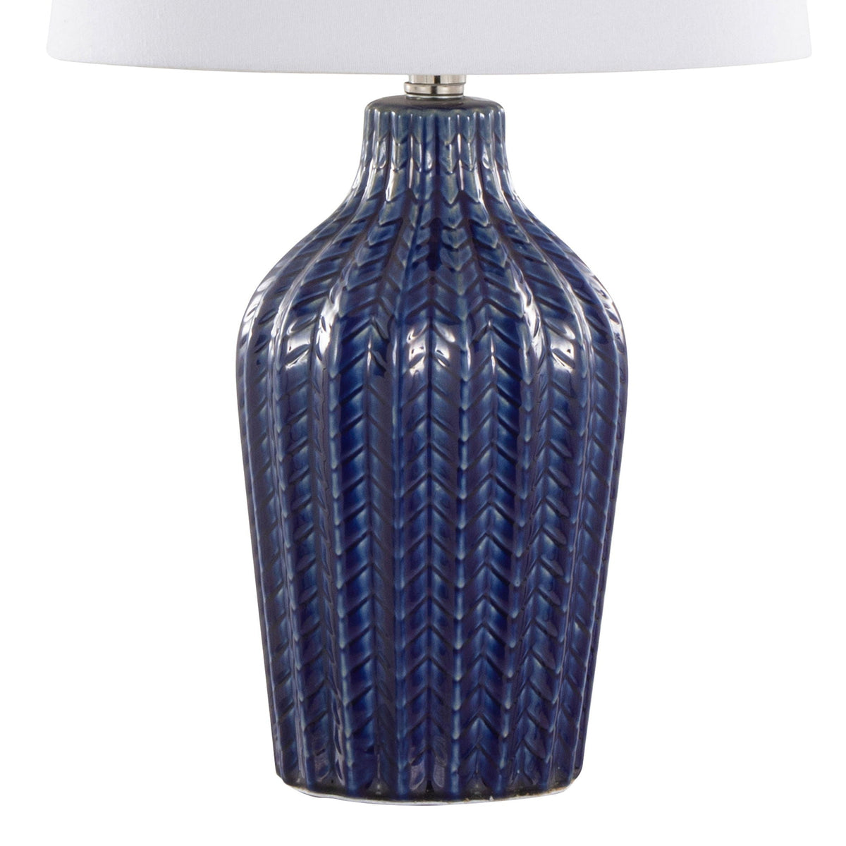 Contemporary Table Lamp Set of 2 with Chevron Pattern - Multiple Colors