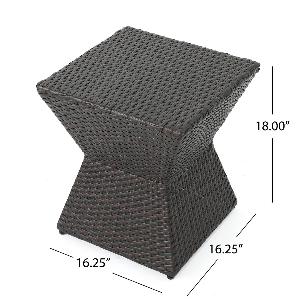 Calhoun 16 Outdoor Wicker End Table with Weather-Resistant Wicker - Brown