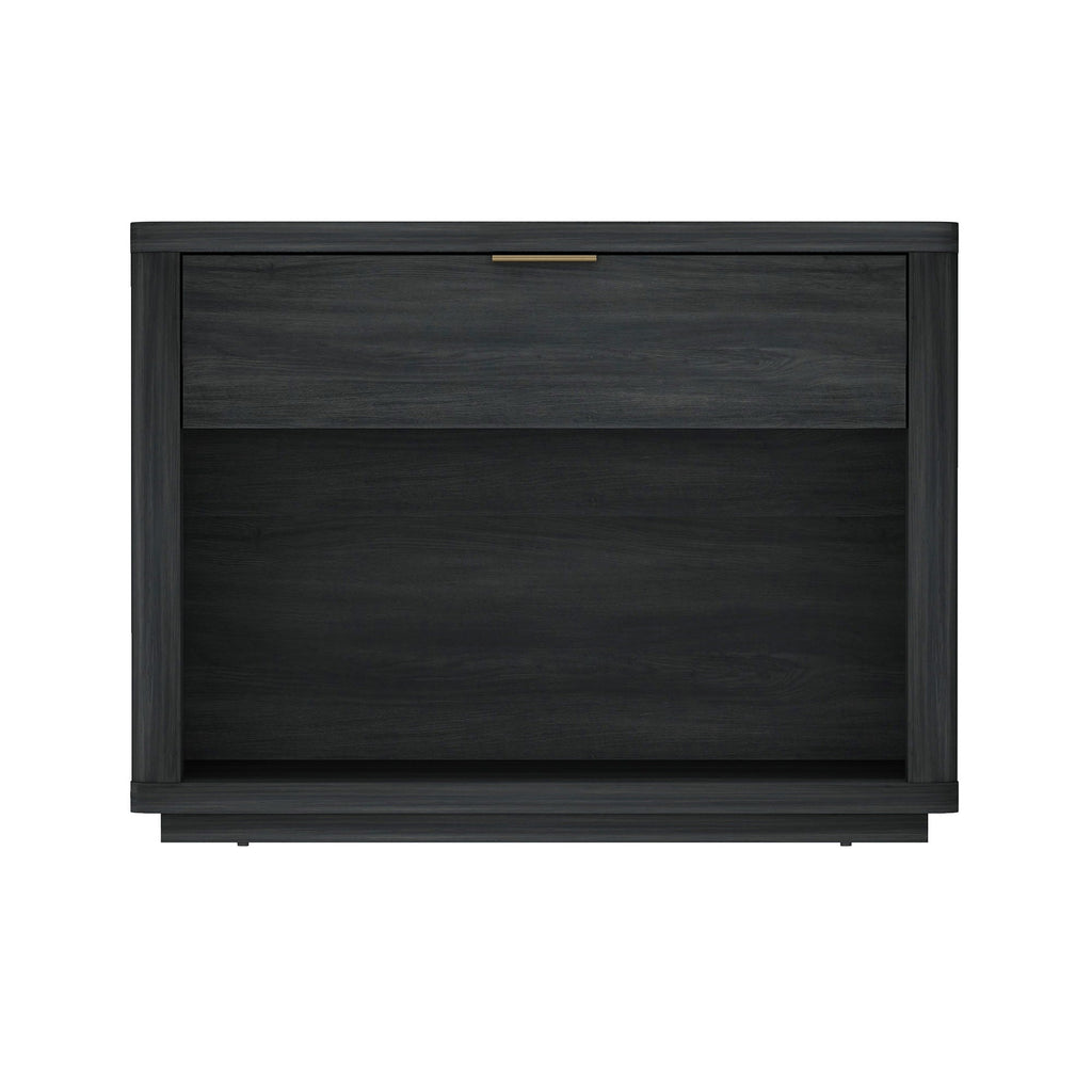 Evelyn Nightstand with 1 Drawer and Open Shelf - Dark Gray, Dark Brown, Light Brown