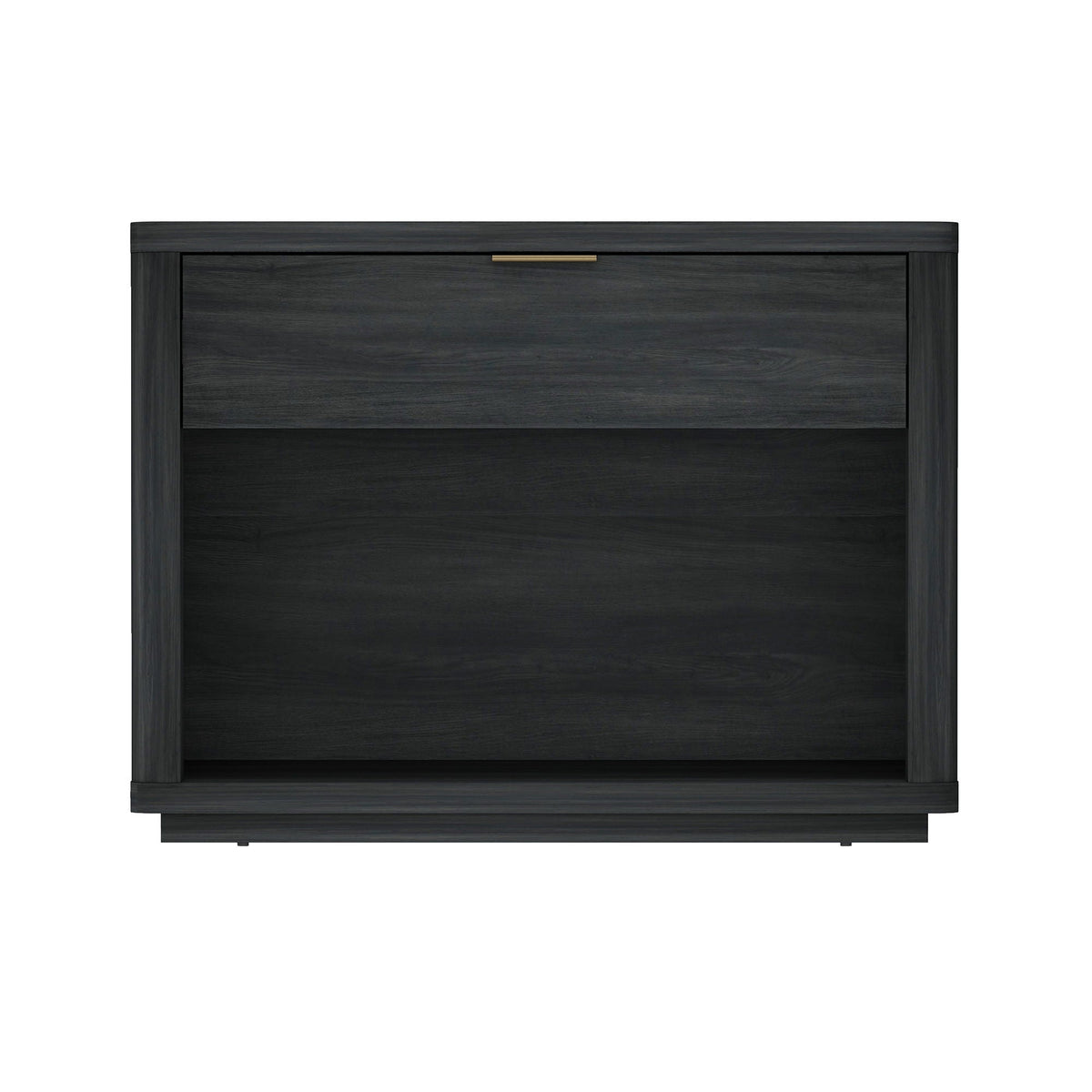 Evelyn Nightstand with 1 Drawer and Open Shelf - Dark Gray, Dark Brown, Light Brown
