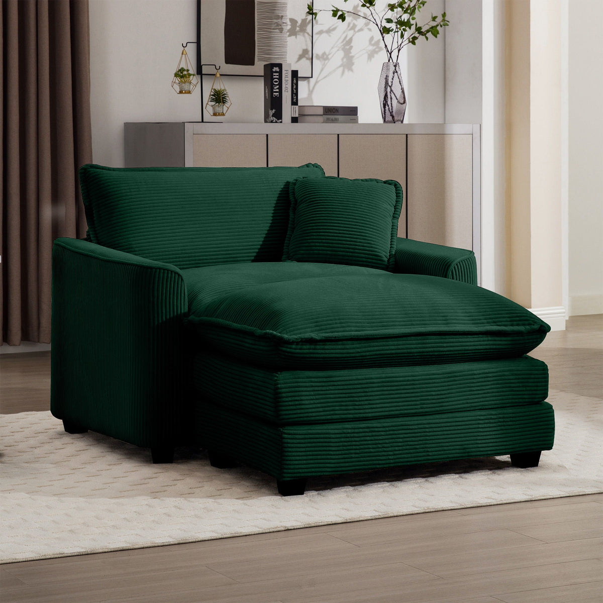 Modern Comfortable Single Chair & Ottoman with Deep Seat - Multiple Colors