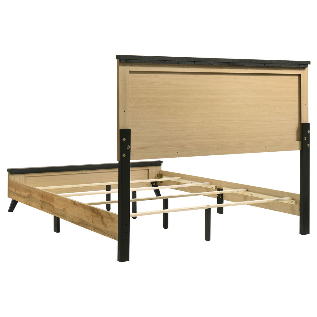 Natural Queen Panel Bed with 3D Paper Veneer - Fraser