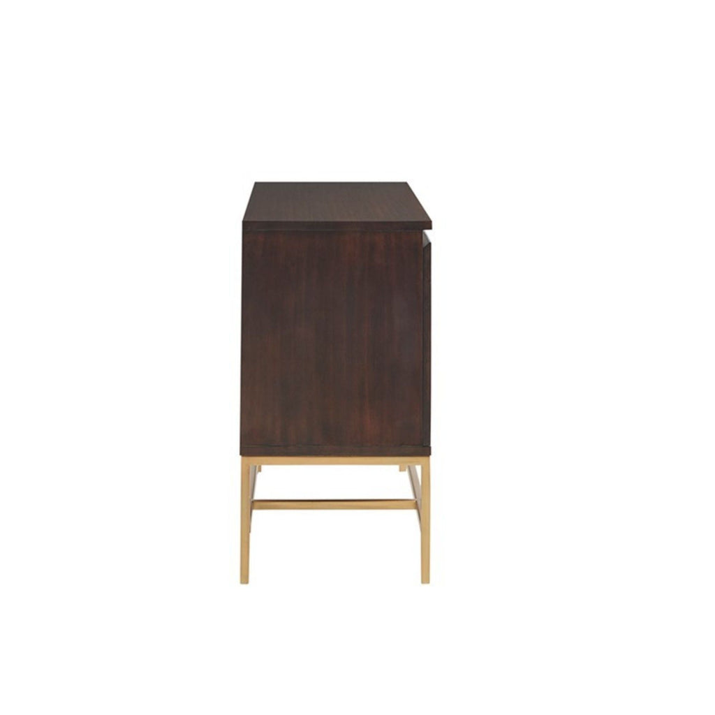 Morocco Gold Accent Cabinet with Storage and Gold Metal Base