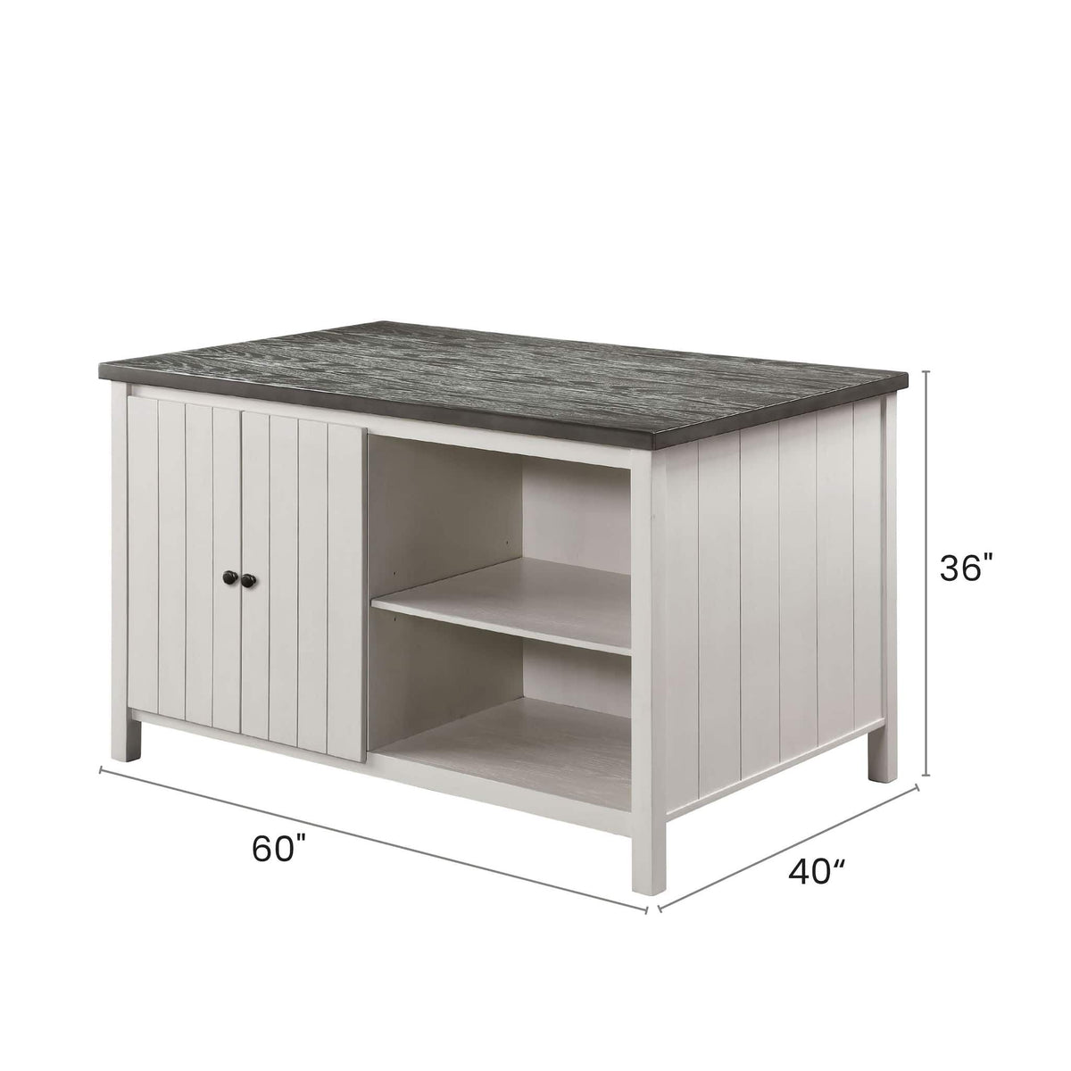 Counter Height Dining Table with Storage Cabinet Base - Dark Gray / Off White