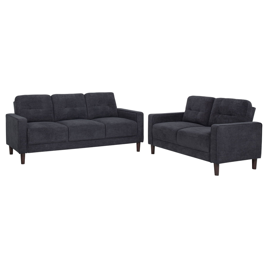 Bowen II 2-piece Upholstered Track Arm Sofa Set Steel Grey