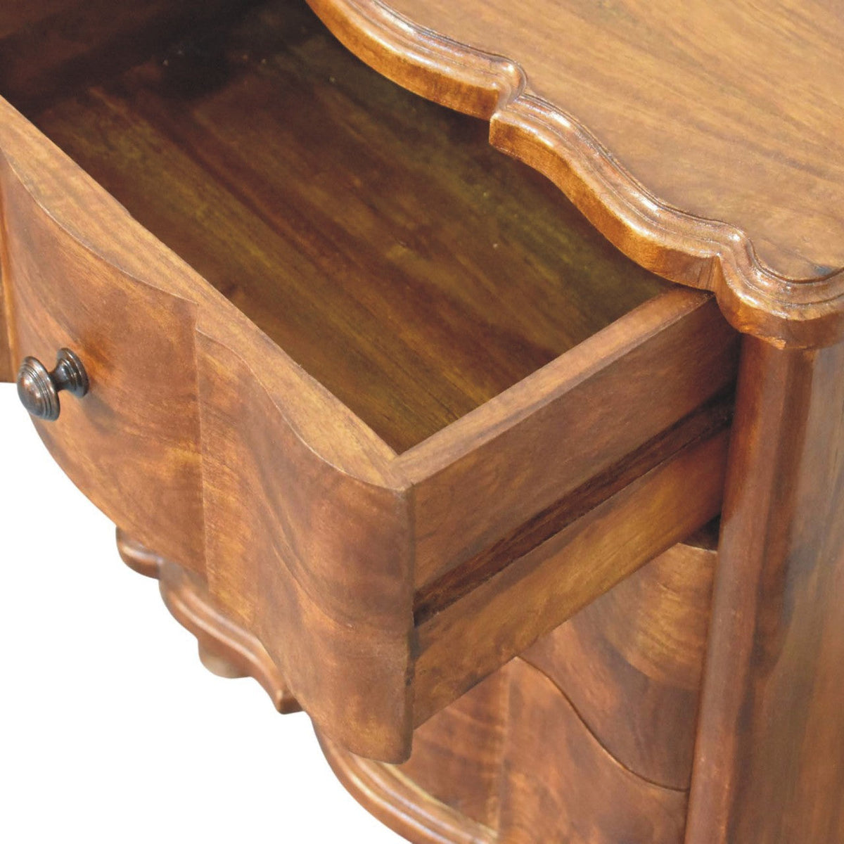 Solid Wood Lume Panel Nightstand with Panel Detailing - Chestnut