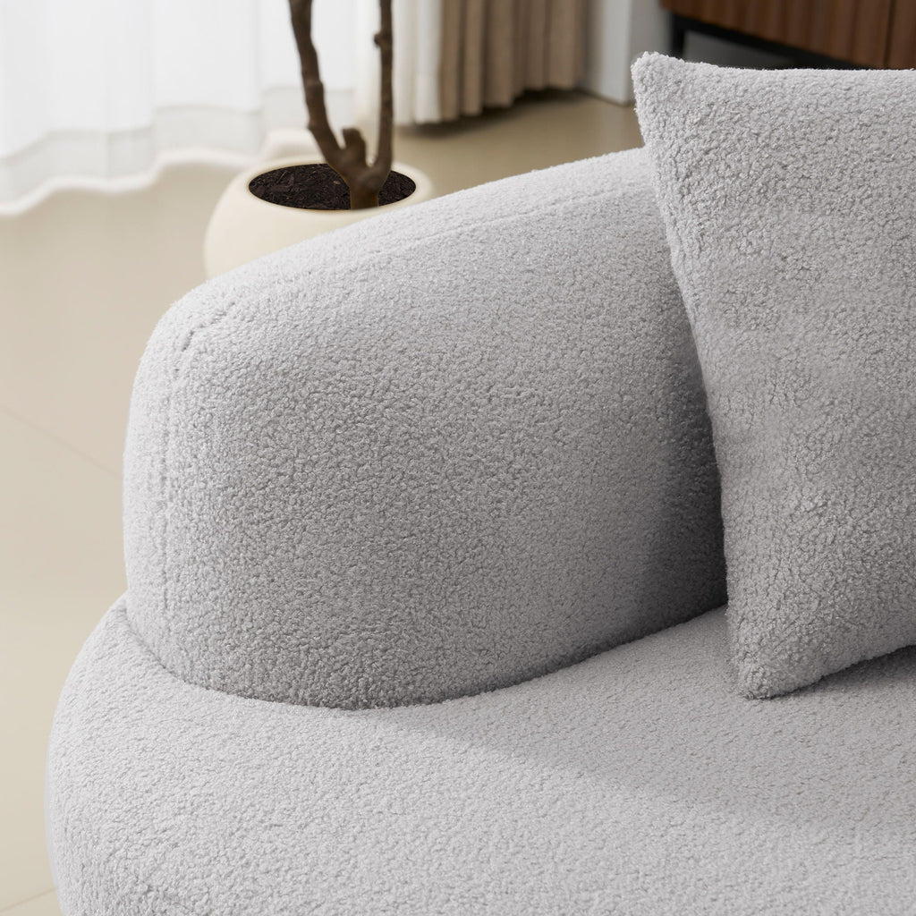 Curved 4 Seater Full Compression Sponge Sofa with Soft Upholstery - White or Gray