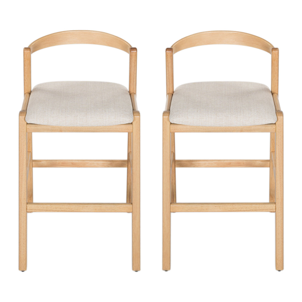 Balmain Indoor Rubberwood Barstool with Cushioned Seat - Brown