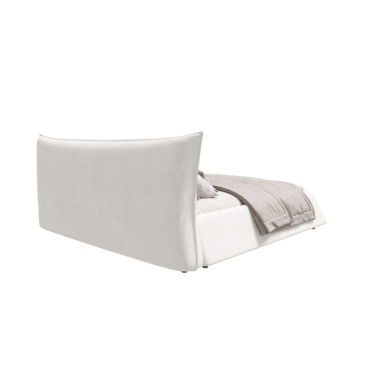 Upholstered Platform Bed with Special Shaped Headboard - Black or Beige