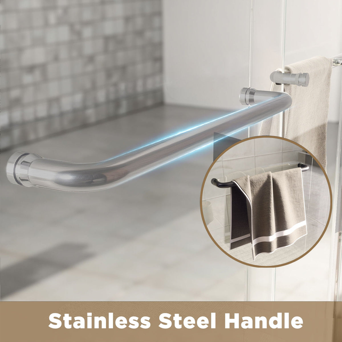 Double Sliding Shower Door with Explosion Proof Film - Black, Gray, or Dark Gray