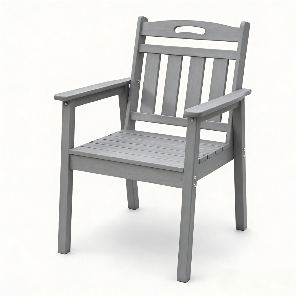 HDPE Outdoor Terrace Dining Chair Set with Ergonomic Design - Gray or Black
