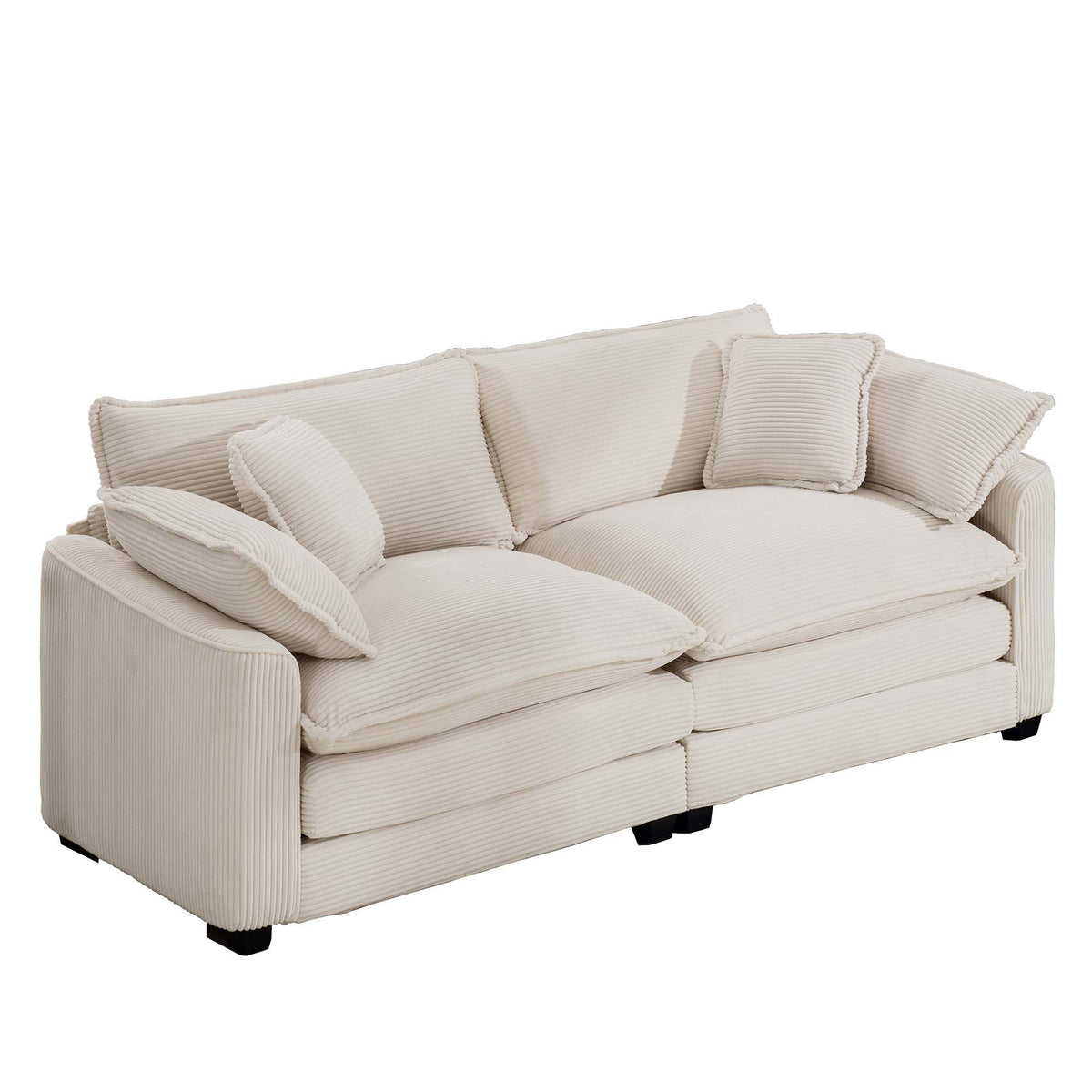 Modern Upholstered Deep Seating Loveseat with 4 Pillows - Multiple Colors