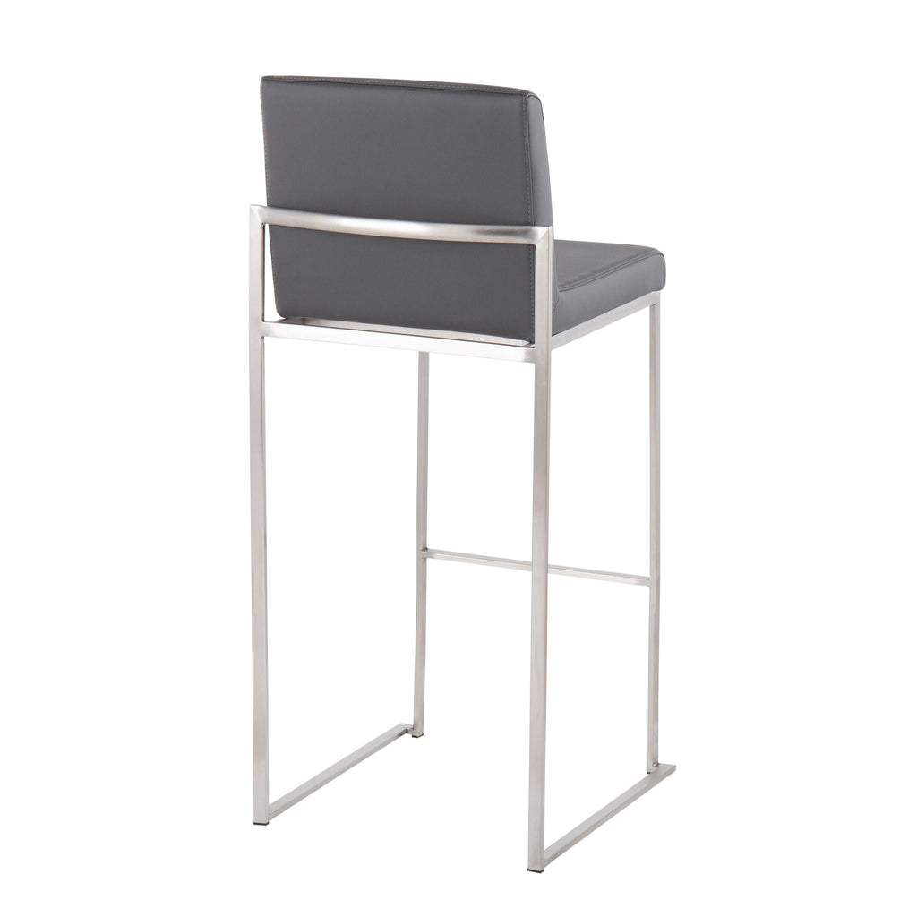 Contemporary High Back Barstool Set with Upholstered Seat – Multiple Colors