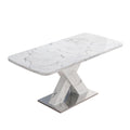 Modern Rectangle Dining Table with Stretchable Top and X Shape Legs - White or Black