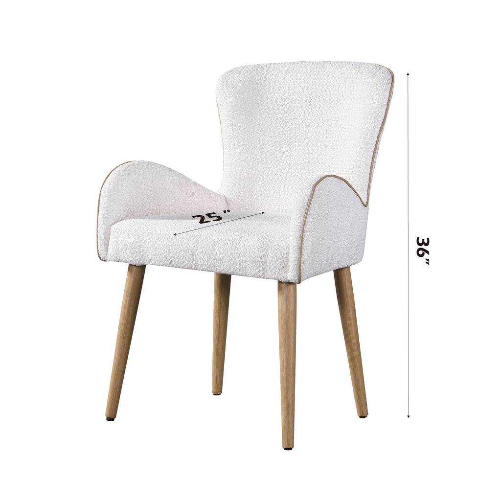 Boucle Side Chair Set of 2 with Upholstered Comfort - Beige
