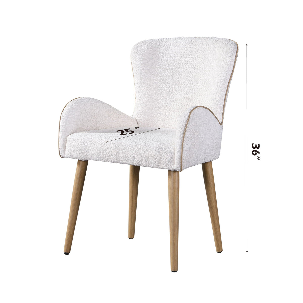 Boucle Side Chair Set of 2 with Upholstered Comfort - Beige