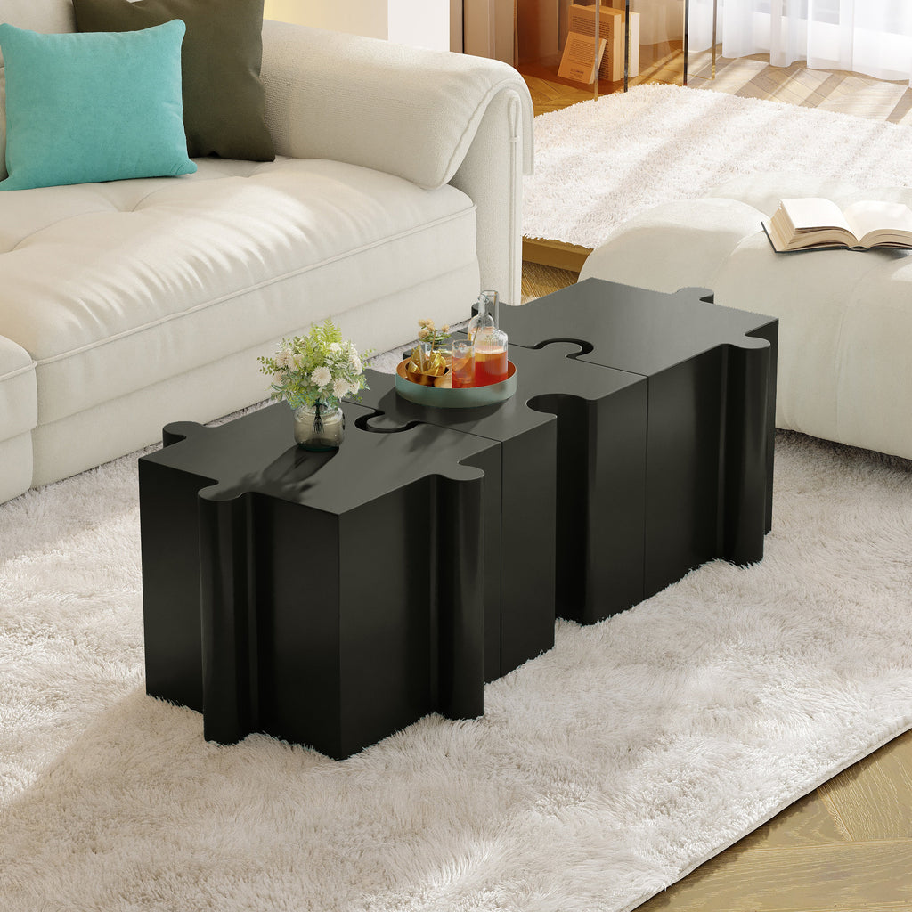 3-Piece Artistic Puzzle Table Set with Modular Design - Multiple Colors