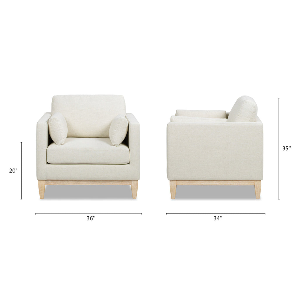 Modern Farmhouse Arm Chair with Removable Cushions - Flax
