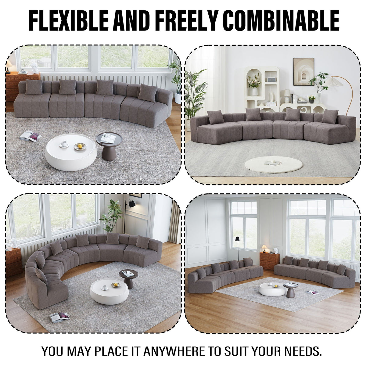 Modular Sectional Sofa with 2 Pillows – Symmetrical Design