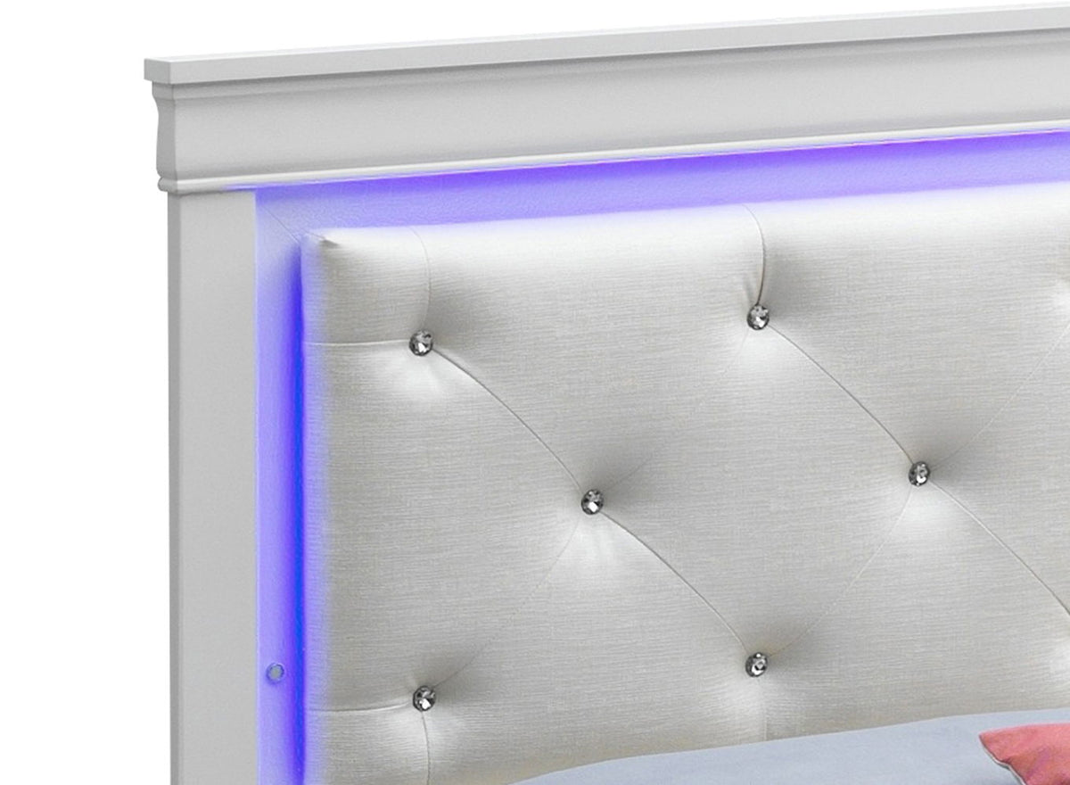 LED Upholstered Bed with Jewel Tufted Headboard - Multiple Colors