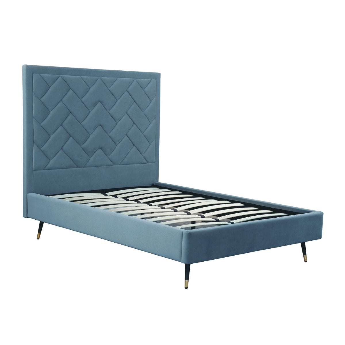 Upholstered Bed with Headboard and Slats - Multiple Colors