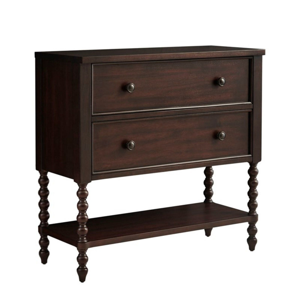 Signature Beckett 2 Drawer Accent Chest with Solid Wood Frame - Dark Brown or Beige