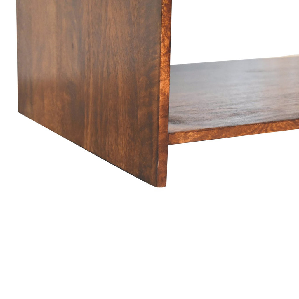 Solid Wood Aspen Slim Coffee Table with 4 Drawers - Chestnut Finish