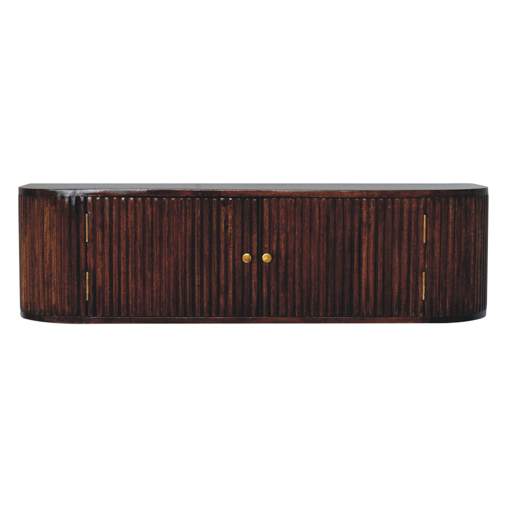 Solid Wood Chunky Chestnut Floating Bedside Table with Drawer and Shelf