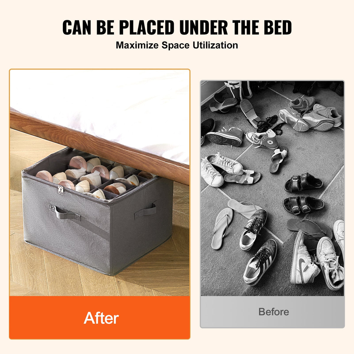 Under Bed Shoe Storage Organizer with Clear Window - Bedroom Storage