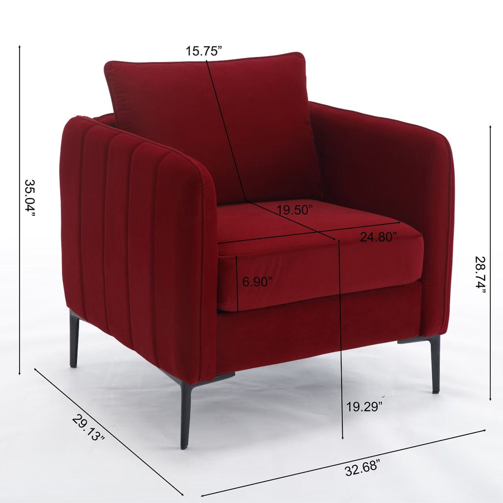 Accent Chair with Removable Pillow - Dark Green or Dark Red