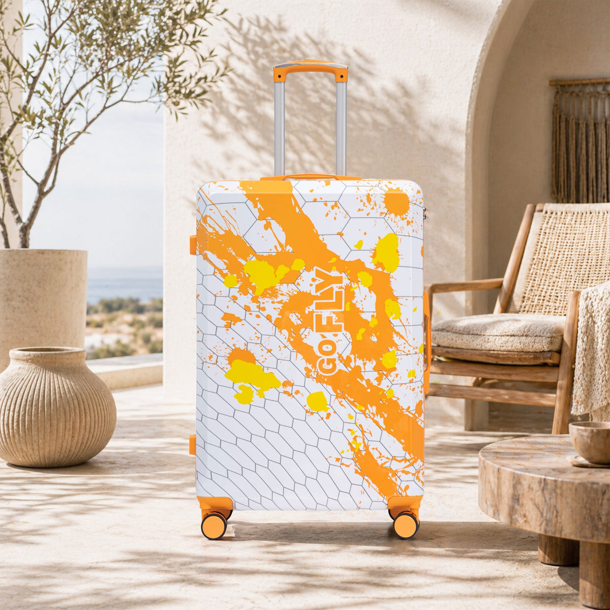 28 Inch PC Spinner Wheel Luggage with Combination Lock - Orange