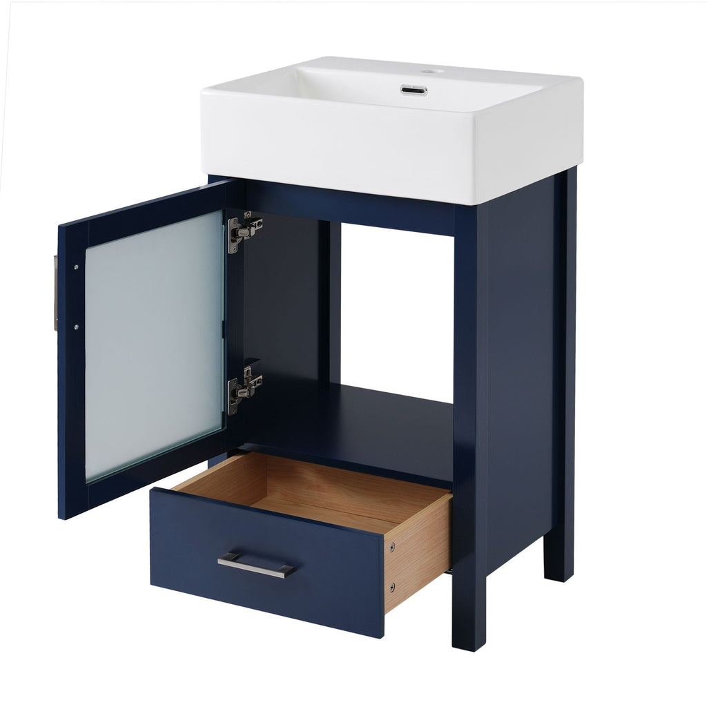 Bathroom Vanity with Ceramic Sink and Ample Storage - Blue, Green, or Black