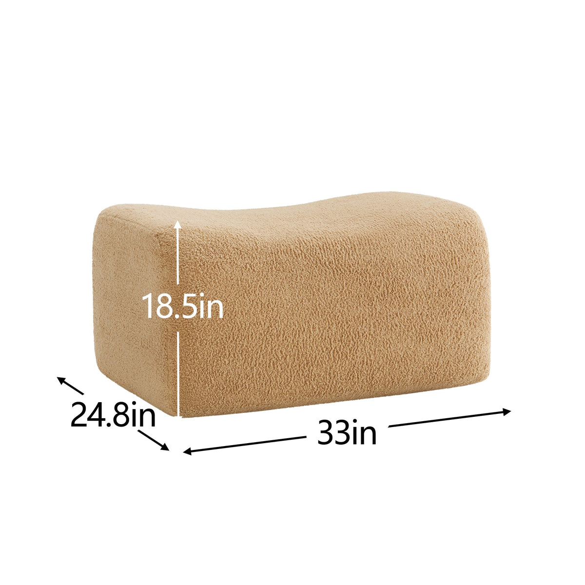 Camel Ottoman Teddy Fabric with Plush Comfort - Soft Camel