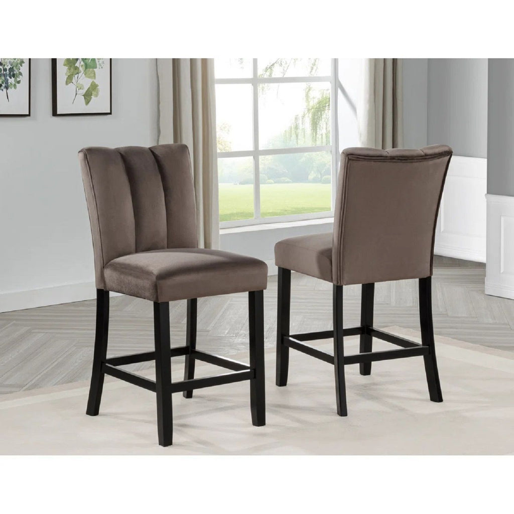5 Piece Counter Dining Set with Faux Marble Tabletop - Black / Brown