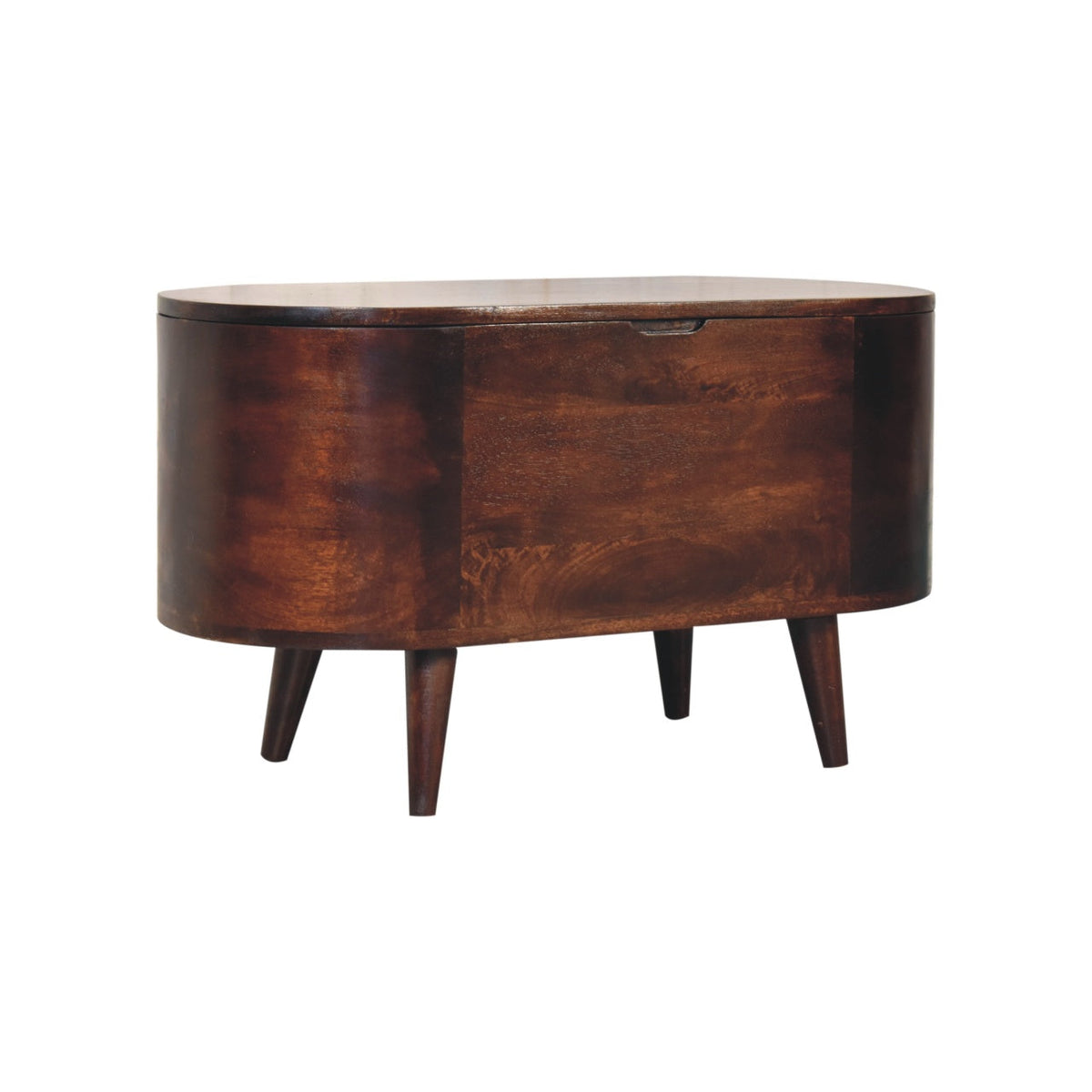 Solid Wood Light Rounded Lid-up Blanket Box with Mango Wood Construction - Light Walnut