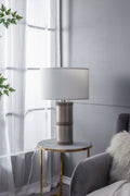 Hammered Iron Table Lamp with Mango Wood - Contemporary Lighting